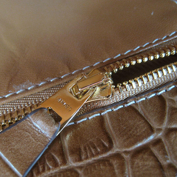 7A Replica Hermes Kelly 32cm Crocodile Veins Leather Bag Light Coffee 6108 - Click Image to Close